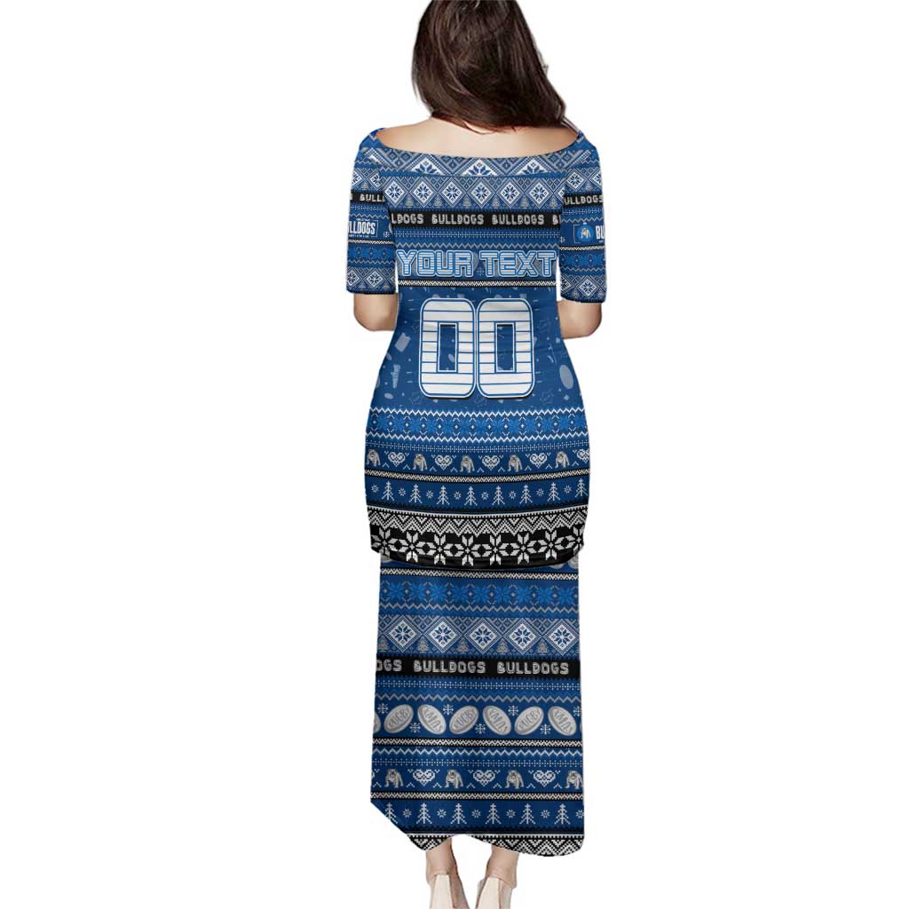 Personalized Bulldogs Rugby Xmas Family Matching Puletasi and Hawaiian Shirt Australia NRL Mascot