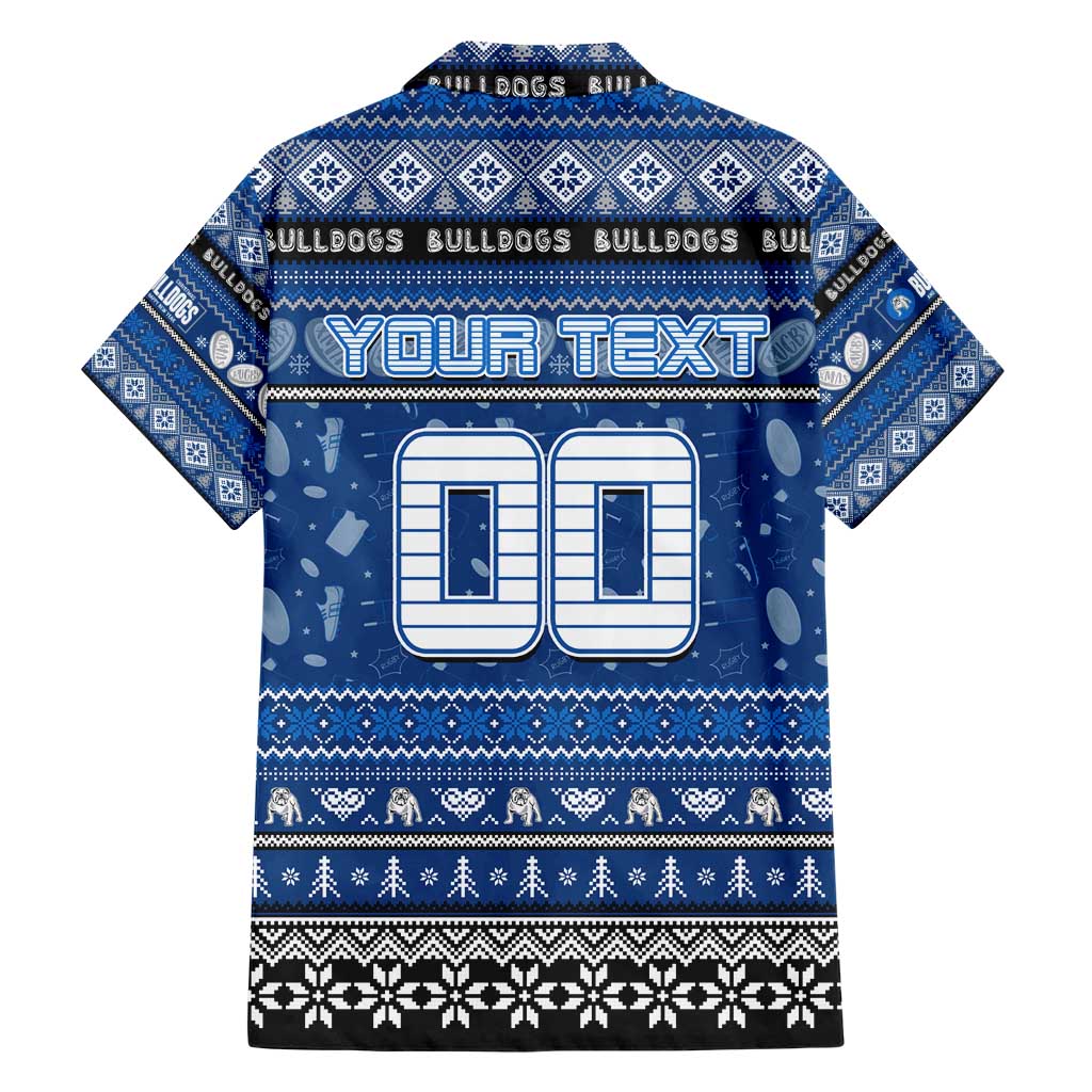 Personalized Bulldogs Rugby Xmas Family Matching Short Sleeve Bodycon Dress and Hawaiian Shirt Australia NRL Mascot