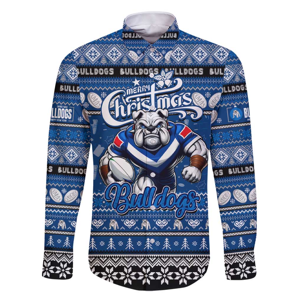 Personalized Bulldogs Rugby Xmas Family Matching Short Sleeve Bodycon Dress and Hawaiian Shirt Australia NRL Mascot