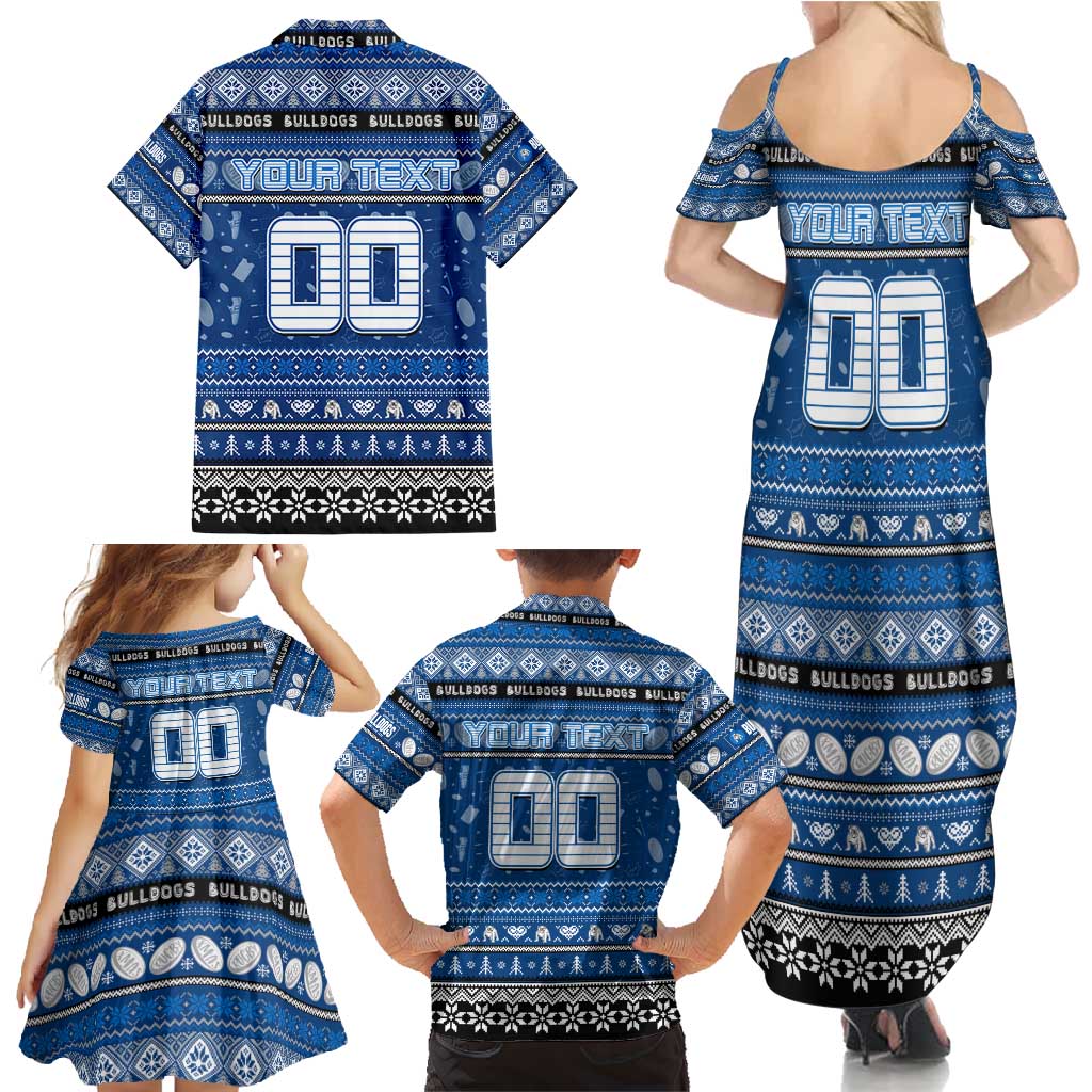 Personalized Bulldogs Rugby Xmas Family Matching Summer Maxi Dress and Hawaiian Shirt Australia NRL Mascot