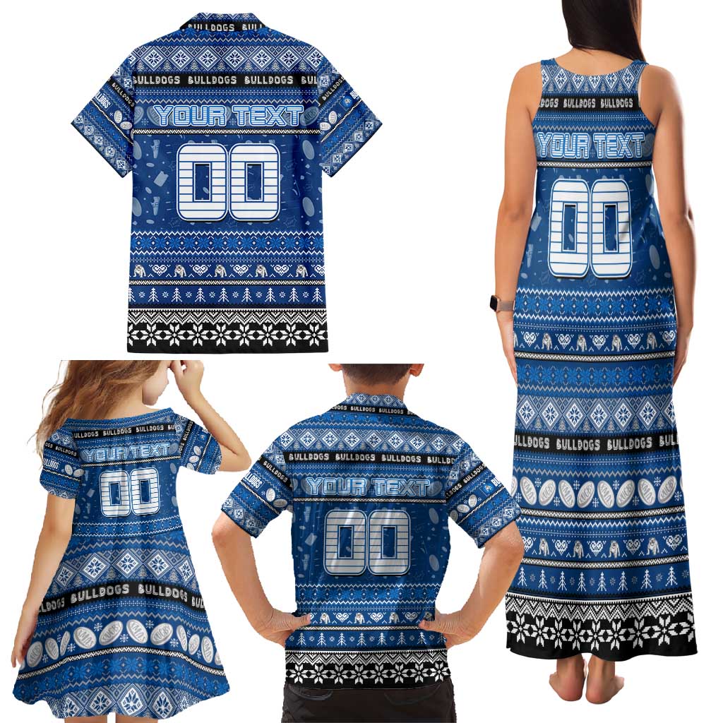 Personalized Bulldogs Rugby Xmas Family Matching Tank Maxi Dress and Hawaiian Shirt Australia NRL Mascot