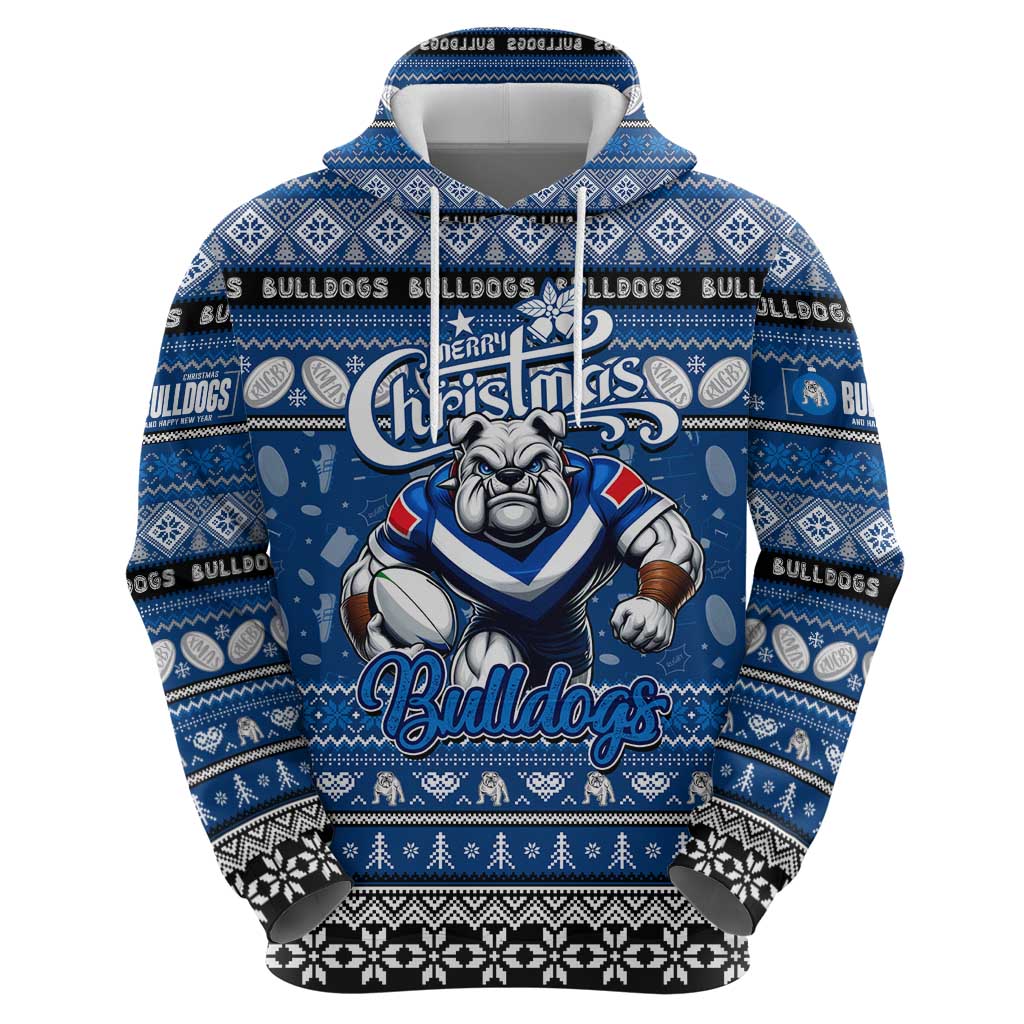 Personalized Bulldogs Rugby Xmas Hoodie Australia NRL Mascot - Vibe Hoodie Shop