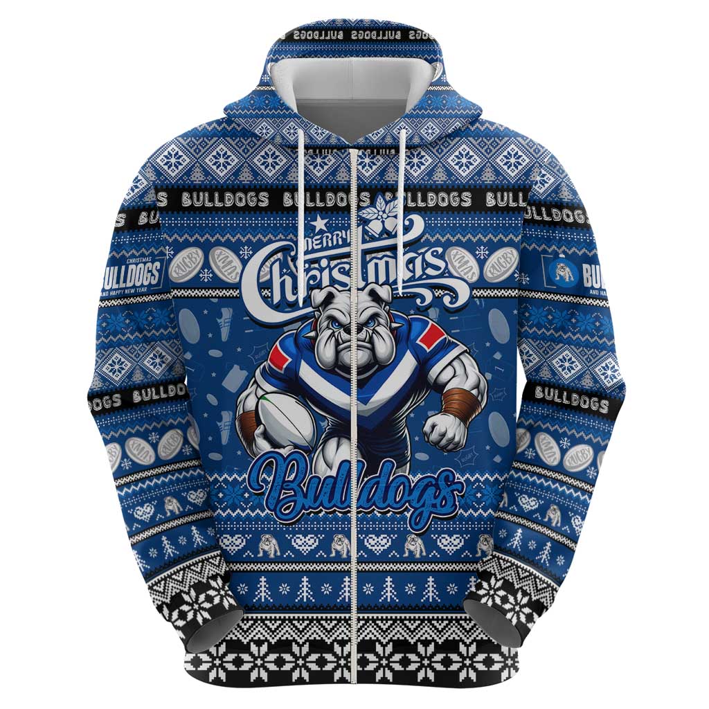 Personalized Bulldogs Rugby Xmas Hoodie Australia NRL Mascot - Vibe Hoodie Shop