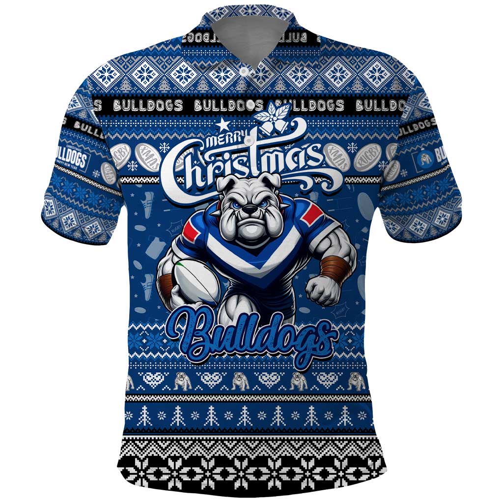 Personalized Bulldogs Rugby Xmas Polo Shirt Australia NRL Mascot - Vibe Hoodie Shop