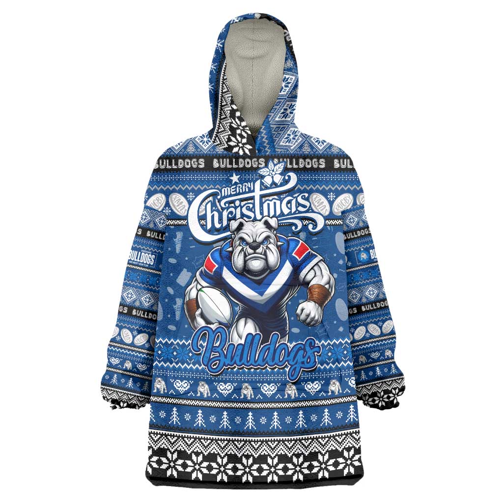 Personalized Bulldogs Rugby Xmas Wearable Blanket Hoodie Australia NRL Mascot - Vibe Hoodie Shop