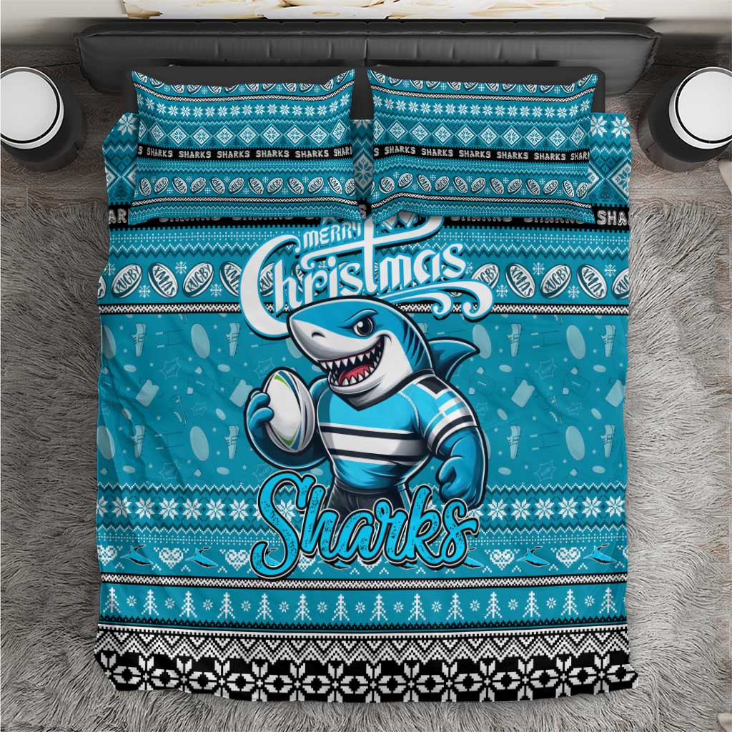 Sharks Rugby Xmas Bedding Set Australia NRL Mascot - Vibe Hoodie Shop