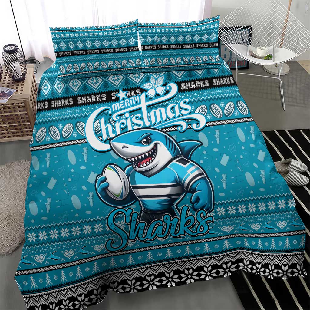 Sharks Rugby Xmas Bedding Set Australia NRL Mascot - Vibe Hoodie Shop