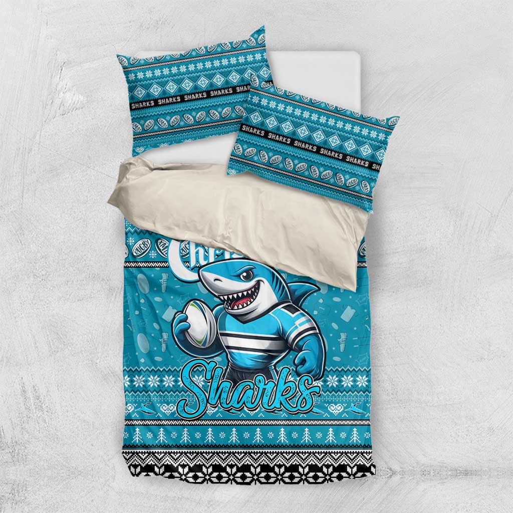 Sharks Rugby Xmas Bedding Set Australia NRL Mascot - Vibe Hoodie Shop