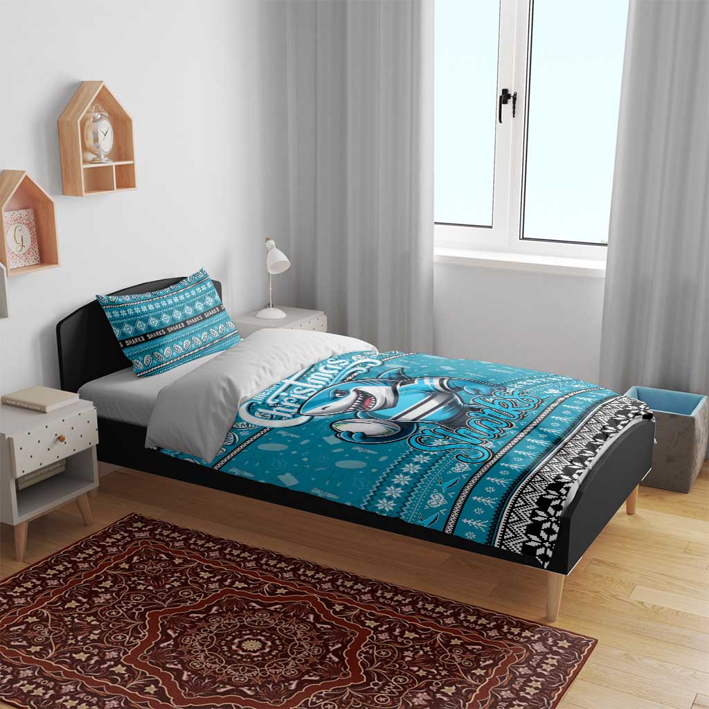 Sharks Rugby Xmas Bedding Set Australia NRL Mascot - Vibe Hoodie Shop