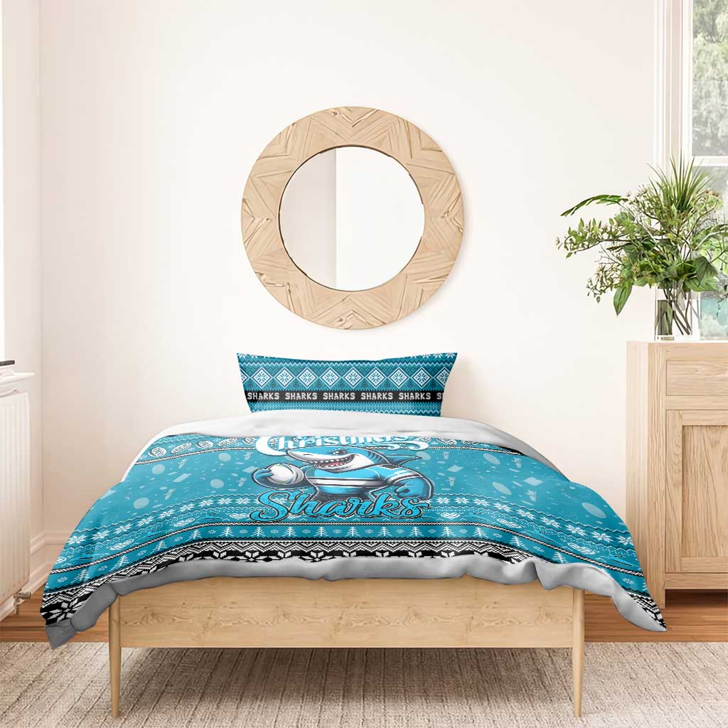 Sharks Rugby Xmas Bedding Set Australia NRL Mascot - Vibe Hoodie Shop