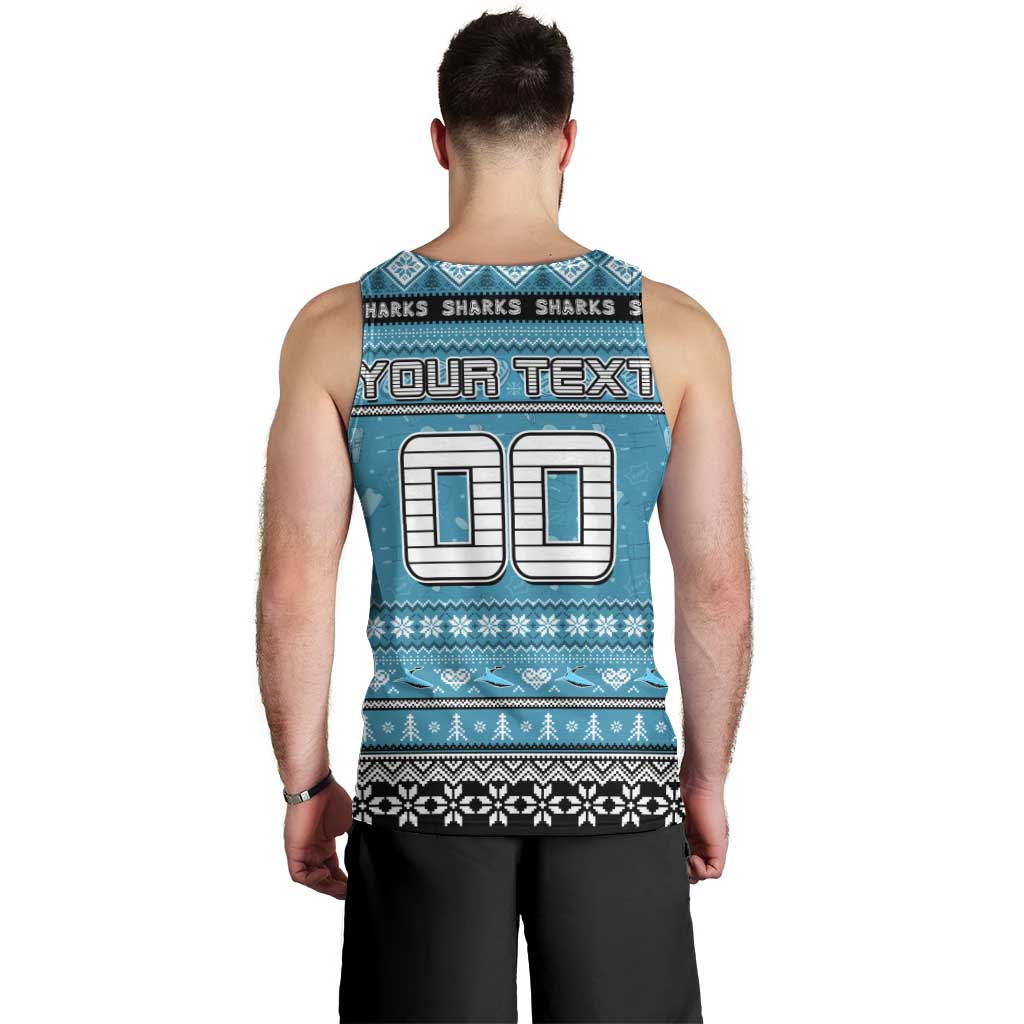Personalized Sharks Rugby Xmas Men Tank Top Australia NRL Mascot - Vibe Hoodie Shop
