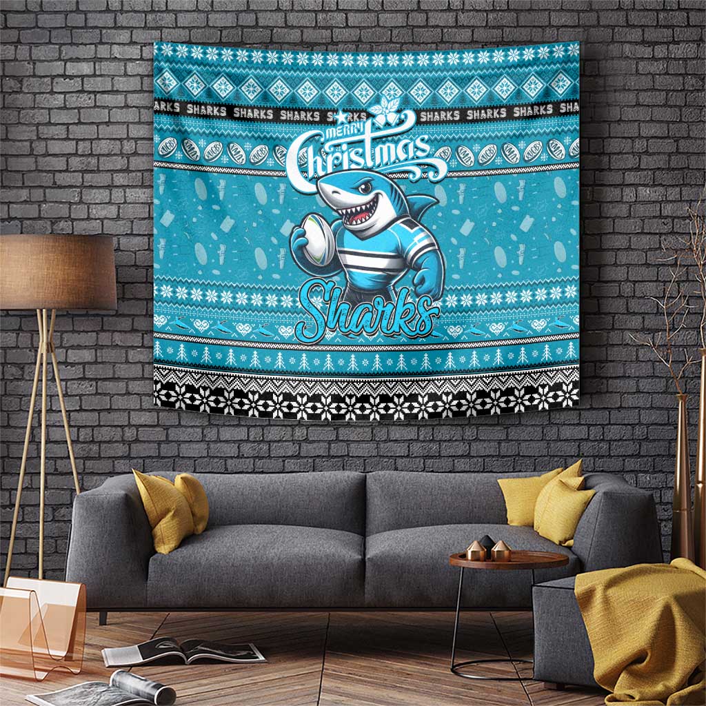 Sharks Rugby Xmas Tapestry Australia NRL Mascot - Vibe Hoodie Shop