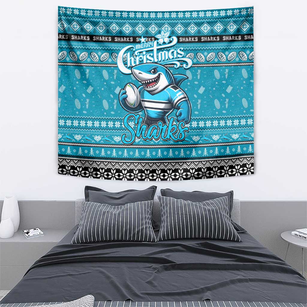 Sharks Rugby Xmas Tapestry Australia NRL Mascot - Vibe Hoodie Shop