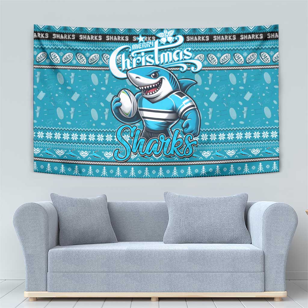 Sharks Rugby Xmas Tapestry Australia NRL Mascot - Vibe Hoodie Shop