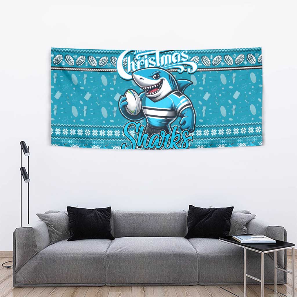 Sharks Rugby Xmas Tapestry Australia NRL Mascot - Vibe Hoodie Shop