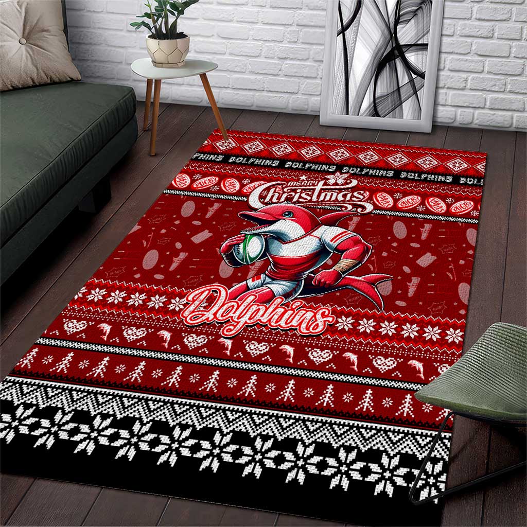 Dolphins Rugby Xmas Area Rug Australia NRL Mascot - Vibe Hoodie Shop