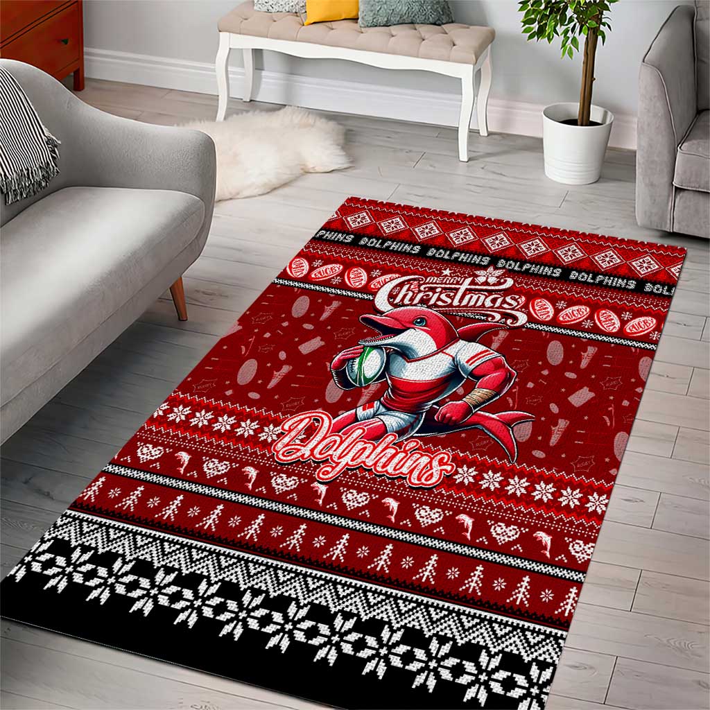 Dolphins Rugby Xmas Area Rug Australia NRL Mascot - Vibe Hoodie Shop