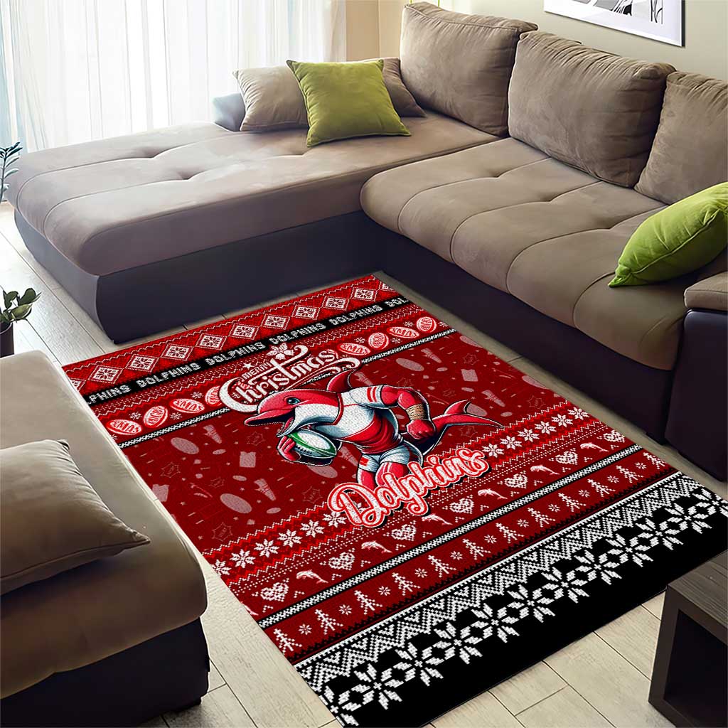 Dolphins Rugby Xmas Area Rug Australia NRL Mascot - Vibe Hoodie Shop