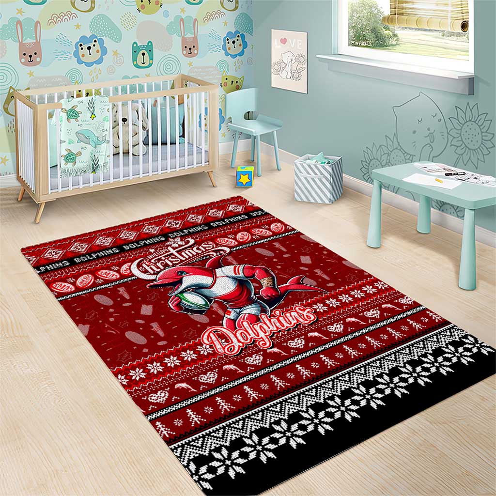 Dolphins Rugby Xmas Area Rug Australia NRL Mascot - Vibe Hoodie Shop