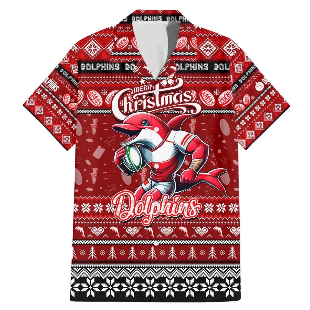 Personalized Dolphins Rugby Xmas Family Matching Mermaid Dress and Hawaiian Shirt Australia NRL Mascot
