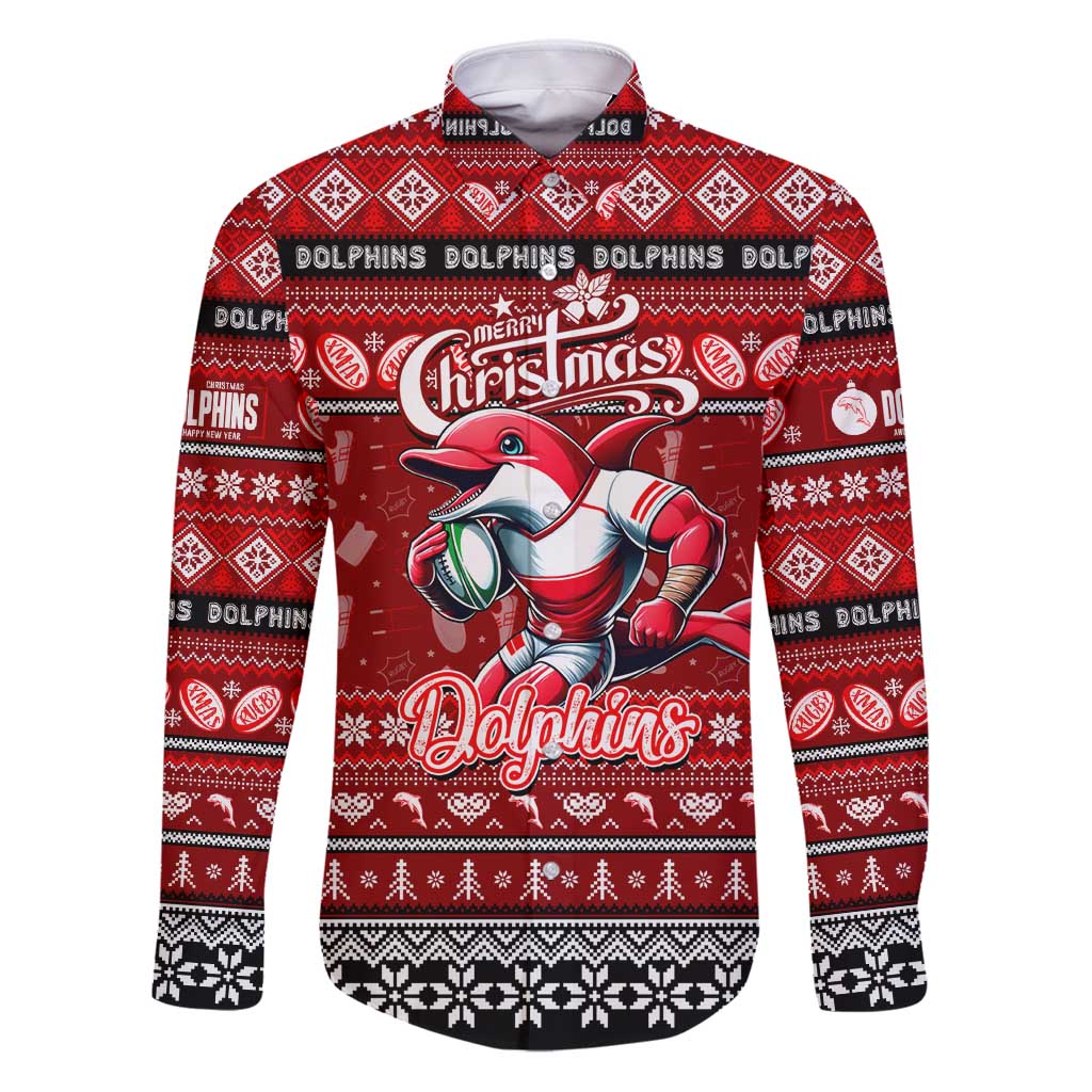 Personalized Dolphins Rugby Xmas Family Matching Puletasi and Hawaiian Shirt Australia NRL Mascot