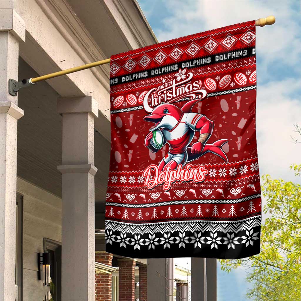 Dolphins Rugby Xmas Garden Flag Australia NRL Mascot - Vibe Hoodie Shop