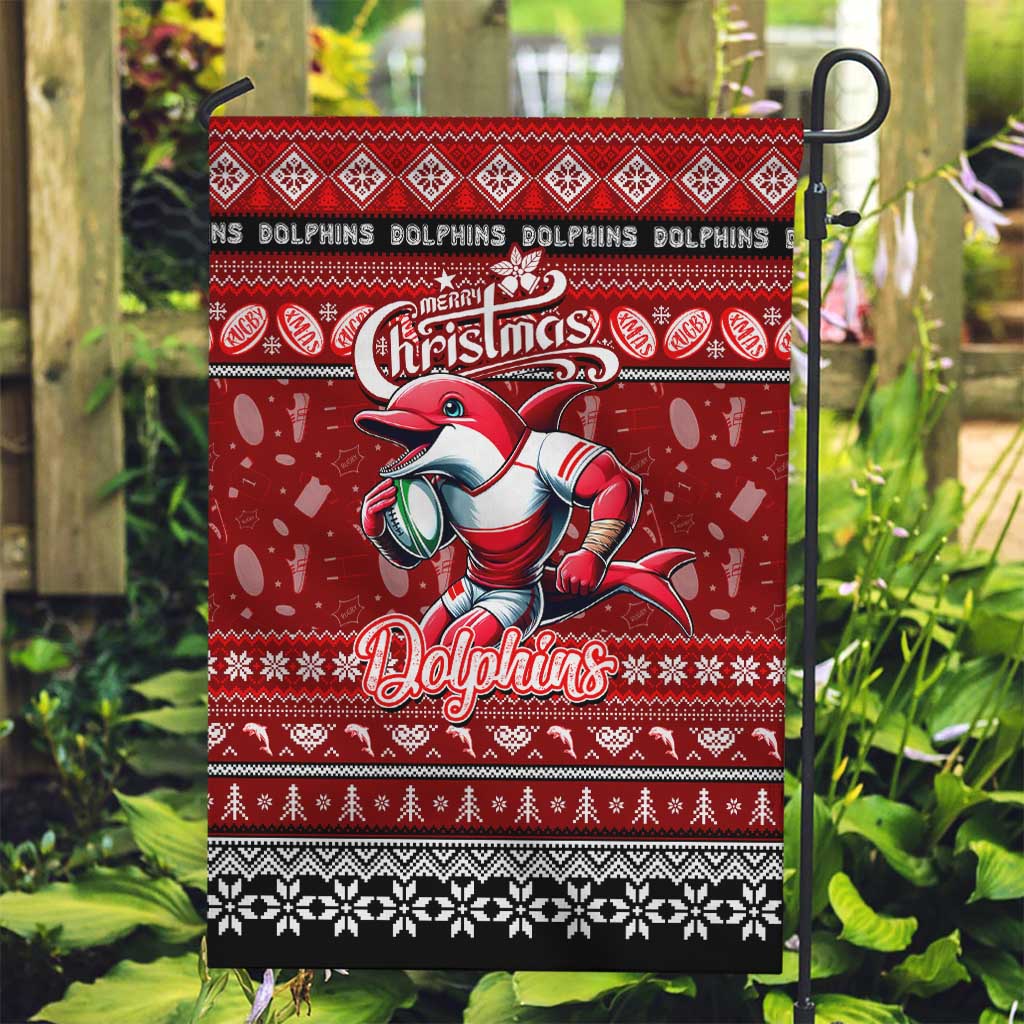 Dolphins Rugby Xmas Garden Flag Australia NRL Mascot - Vibe Hoodie Shop