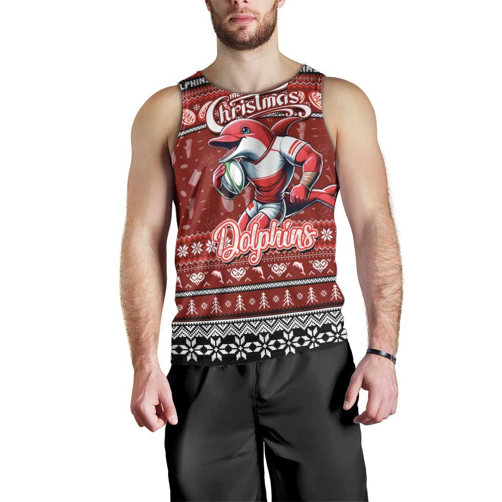 Personalized Dolphins Rugby Xmas Men Tank Top Australia NRL Mascot - Vibe Hoodie Shop