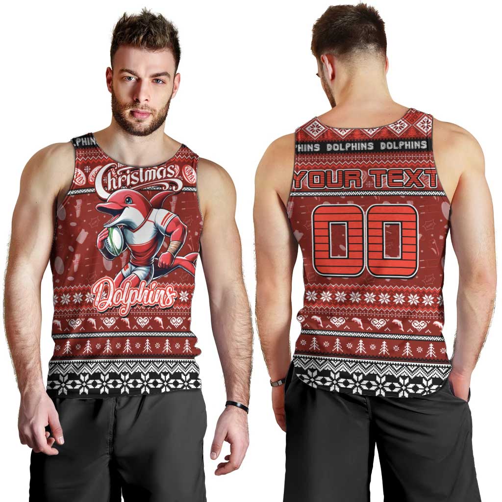 Personalized Dolphins Rugby Xmas Men Tank Top Australia NRL Mascot - Vibe Hoodie Shop