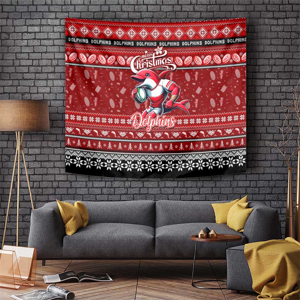 Dolphins Rugby Xmas Tapestry Australia NRL Mascot - Vibe Hoodie Shop