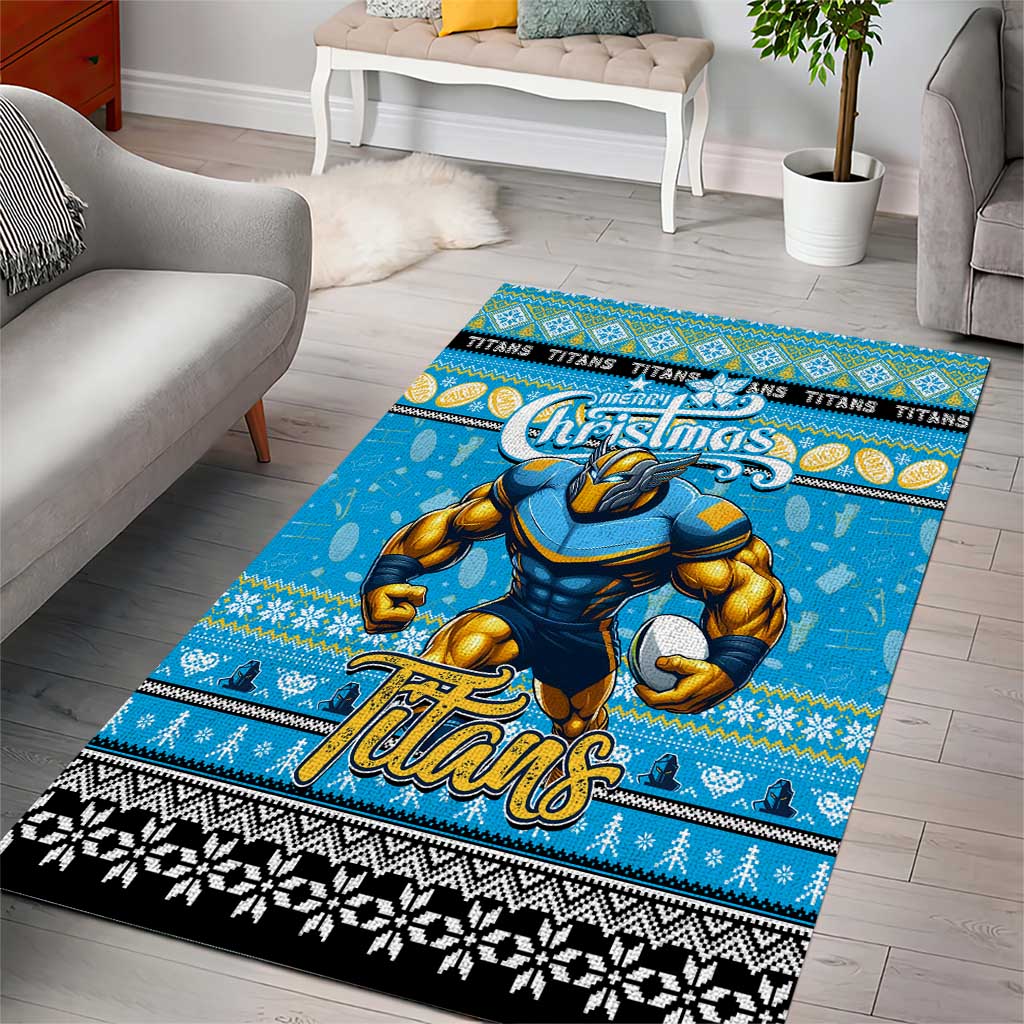 Titans Rugby Xmas Area Rug Australia NRL Mascot - Vibe Hoodie Shop