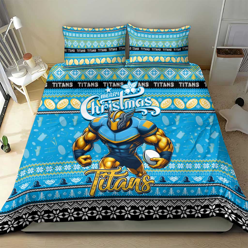 Titans Rugby Xmas Bedding Set Australia NRL Mascot - Vibe Hoodie Shop
