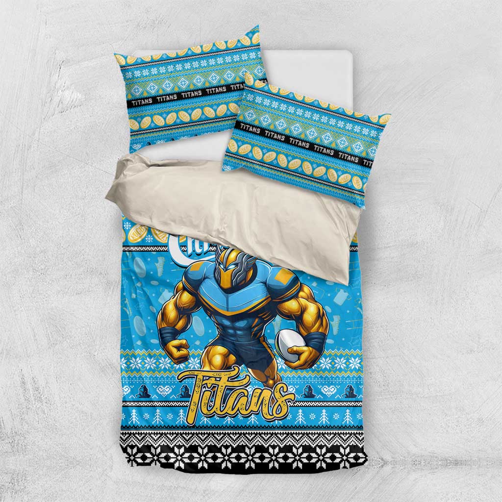 Titans Rugby Xmas Bedding Set Australia NRL Mascot - Vibe Hoodie Shop