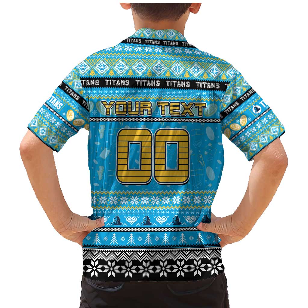 Personalized Titans Rugby Xmas Family Matching Mermaid Dress and Hawaiian Shirt Australia NRL Mascot