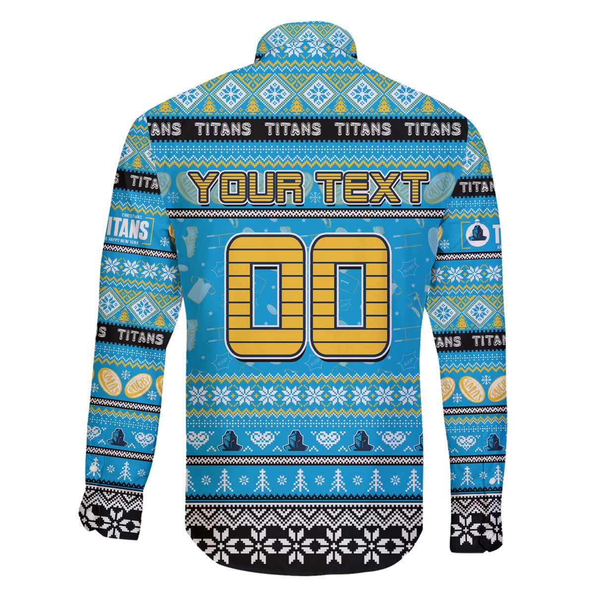 Personalized Titans Rugby Xmas Family Matching Off The Shoulder Long Sleeve Dress and Hawaiian Shirt Australia NRL Mascot