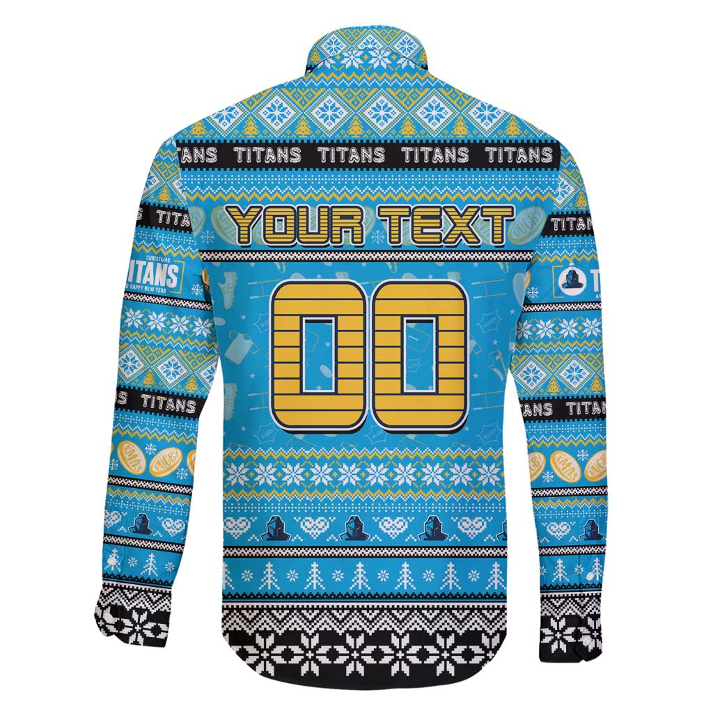 Personalized Titans Rugby Xmas Family Matching Short Sleeve Bodycon Dress and Hawaiian Shirt Australia NRL Mascot