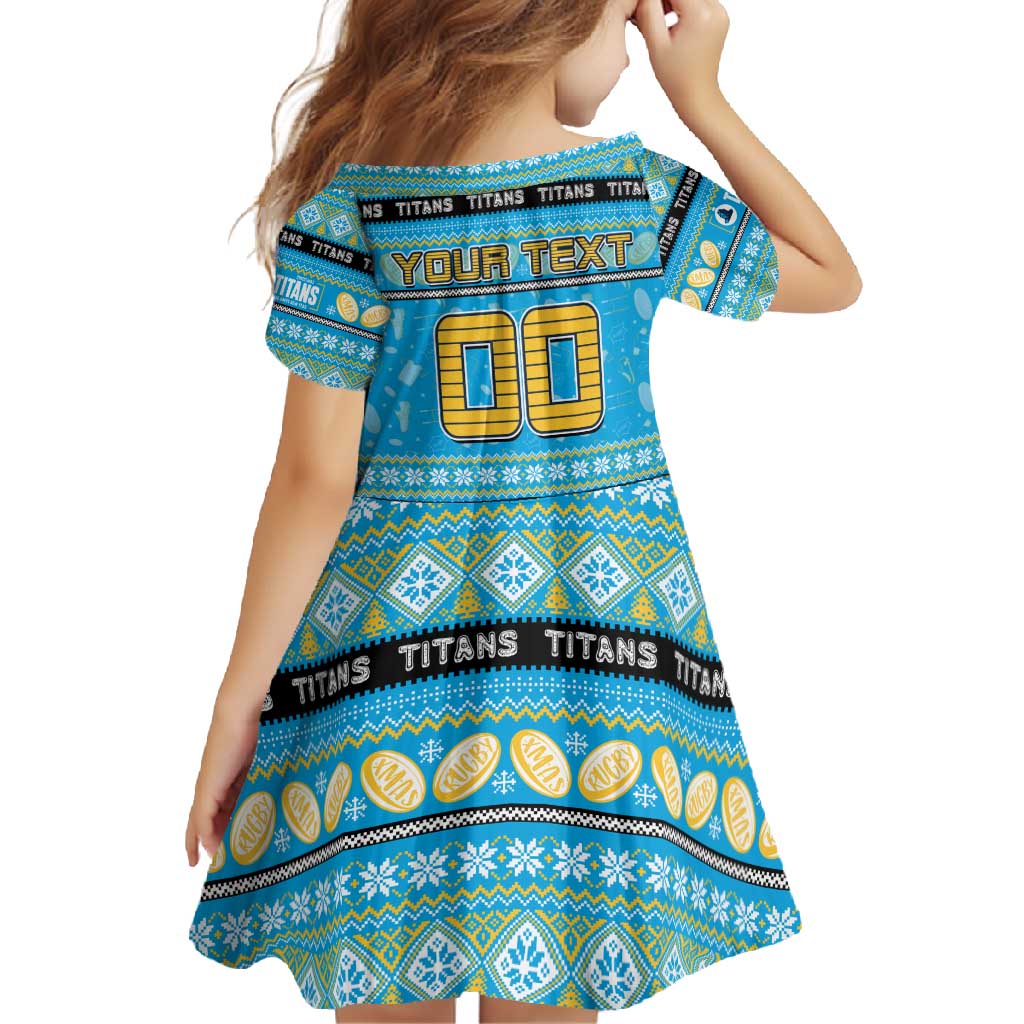 Personalized Titans Rugby Xmas Family Matching Summer Maxi Dress and Hawaiian Shirt Australia NRL Mascot