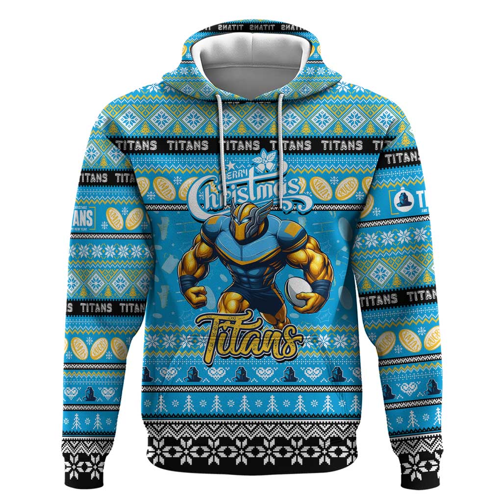 Personalized Titans Rugby Xmas Hoodie Australia NRL Mascot - Vibe Hoodie Shop