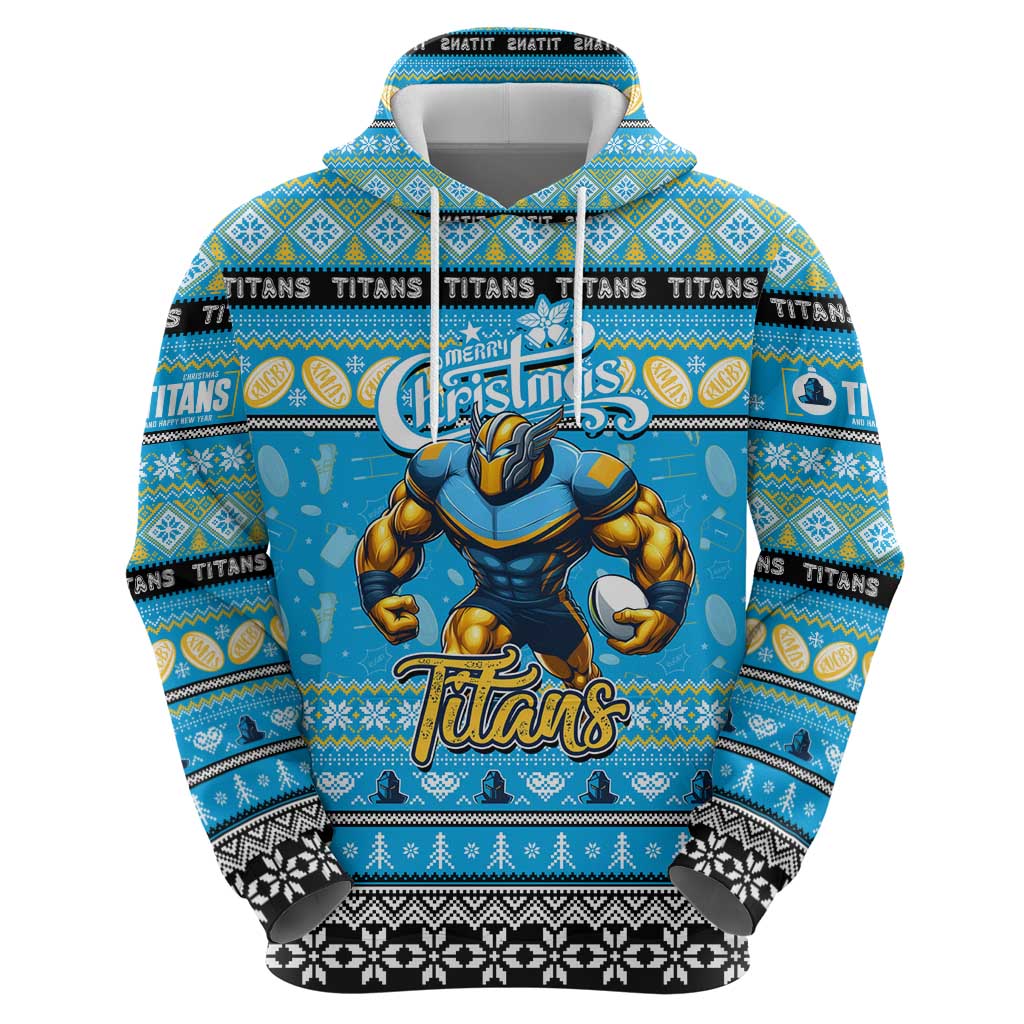 Personalized Titans Rugby Xmas Hoodie Australia NRL Mascot - Vibe Hoodie Shop