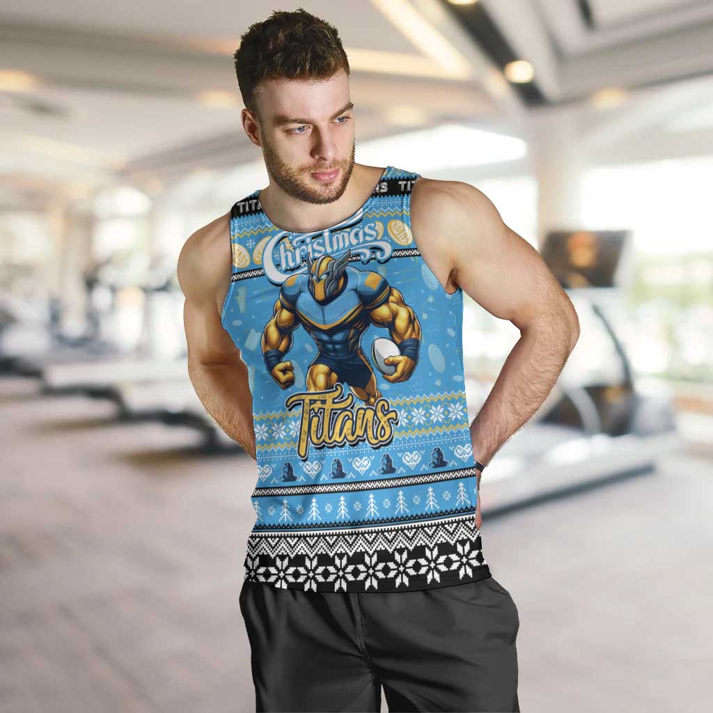 Personalized Titans Rugby Xmas Men Tank Top Australia NRL Mascot - Vibe Hoodie Shop