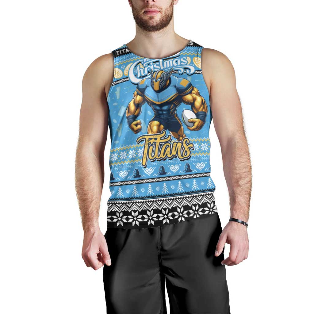 Personalized Titans Rugby Xmas Men Tank Top Australia NRL Mascot - Vibe Hoodie Shop