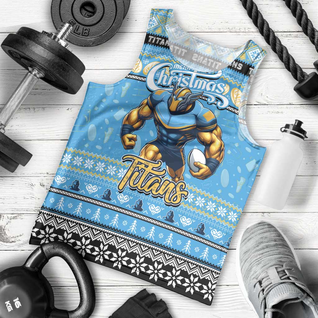 Personalized Titans Rugby Xmas Men Tank Top Australia NRL Mascot - Vibe Hoodie Shop