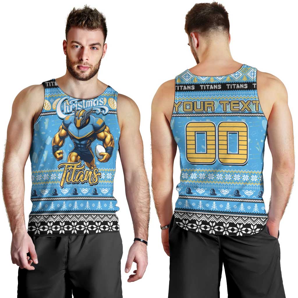 Personalized Titans Rugby Xmas Men Tank Top Australia NRL Mascot - Vibe Hoodie Shop