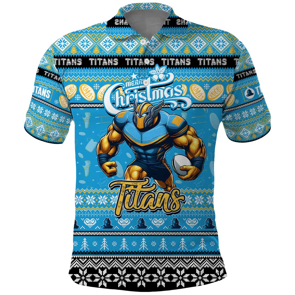Personalized Titans Rugby Xmas Polo Shirt Australia NRL Mascot - Vibe Hoodie Shop