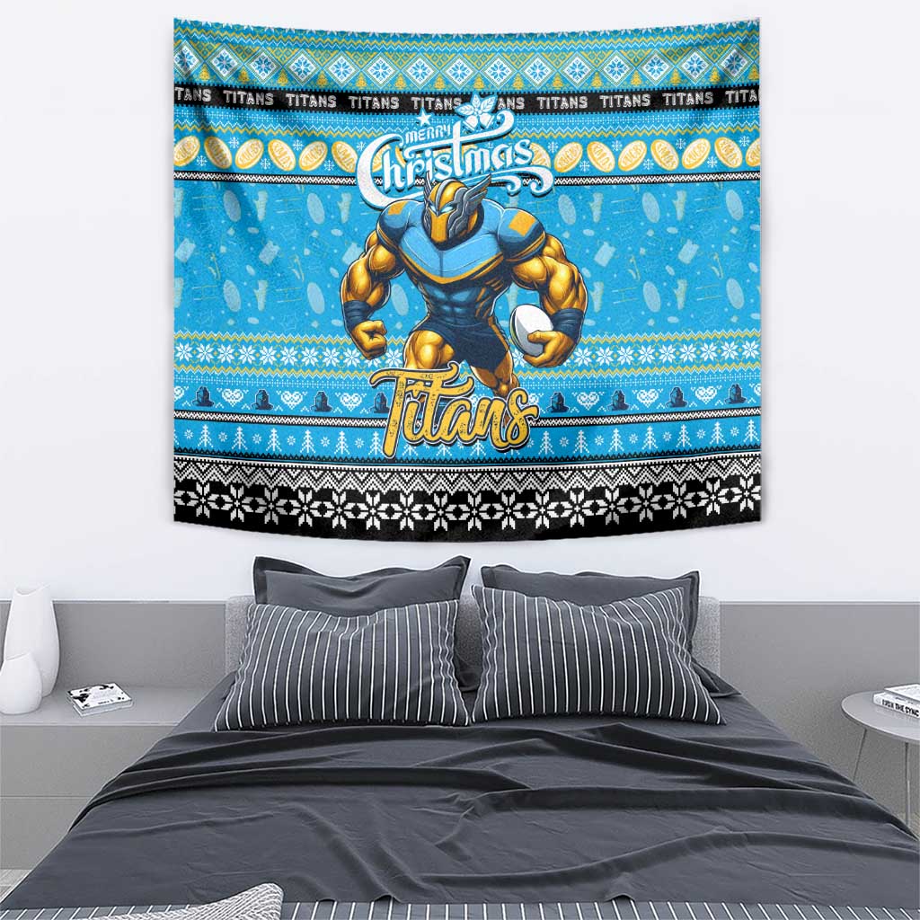 Titans Rugby Xmas Tapestry Australia NRL Mascot - Vibe Hoodie Shop