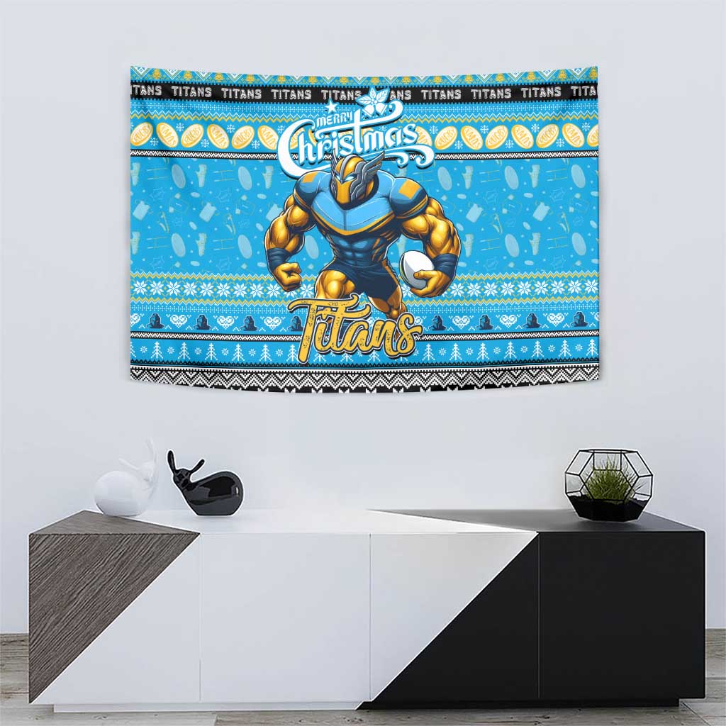 Titans Rugby Xmas Tapestry Australia NRL Mascot - Vibe Hoodie Shop