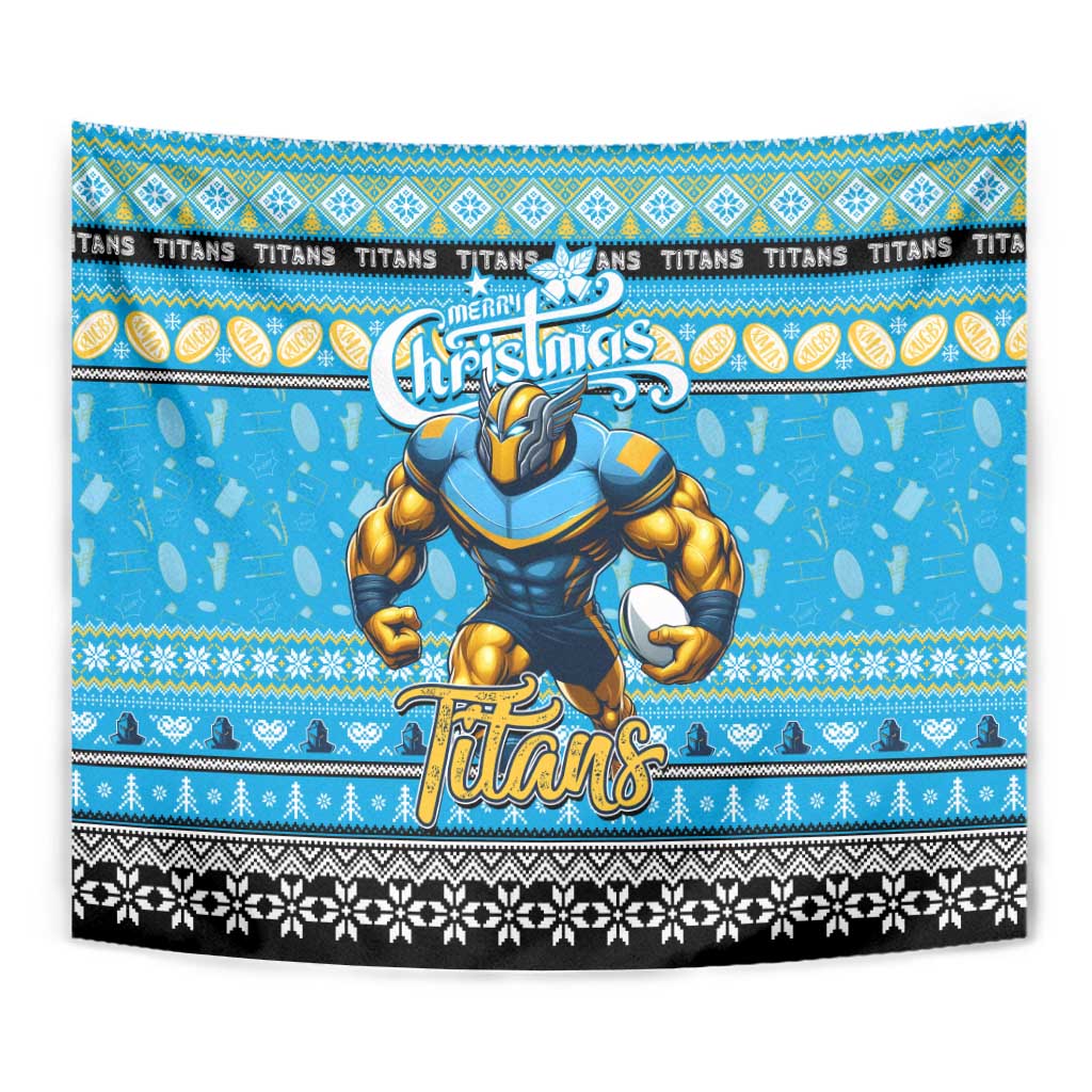 Titans Rugby Xmas Tapestry Australia NRL Mascot - Vibe Hoodie Shop