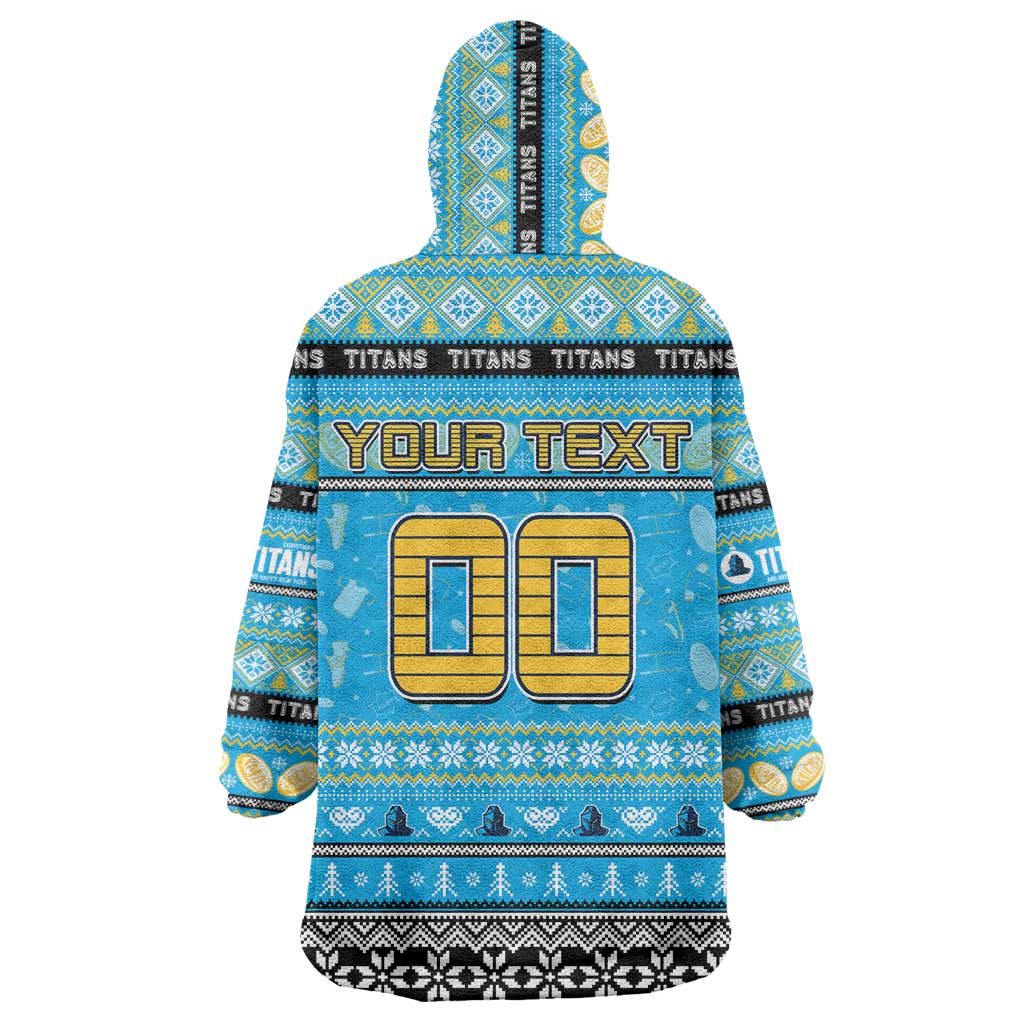 Personalized Titans Rugby Xmas Wearable Blanket Hoodie Australia NRL Mascot - Vibe Hoodie Shop