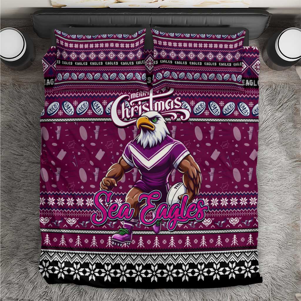 Sea Eagles Rugby Xmas Bedding Set Australia NRL Mascot - Vibe Hoodie Shop