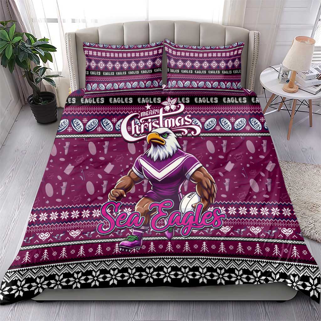 Sea Eagles Rugby Xmas Bedding Set Australia NRL Mascot - Vibe Hoodie Shop